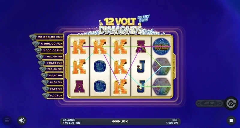 12 Volt Diamonds - ekrani kryesor i lojës me rrjetë 5×4